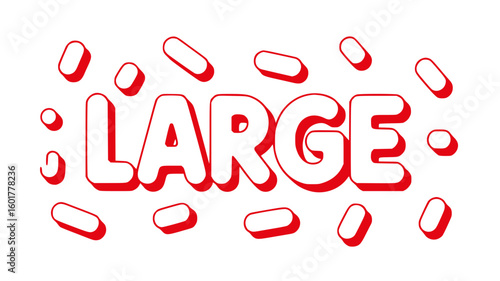 Large Red Text with Capsules.