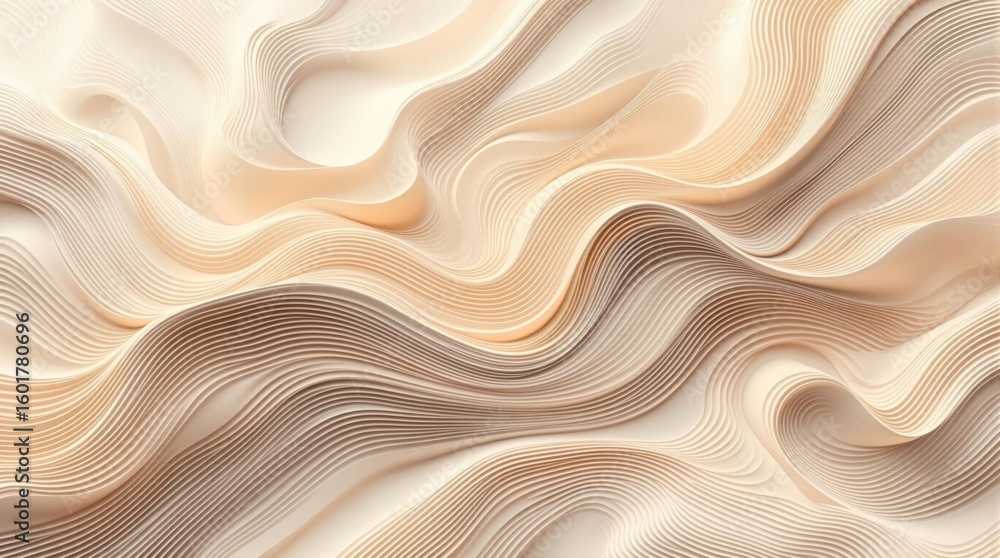 Obraz premium Abstract beige and white flowing wave pattern with soft, textured, sculpted appearance