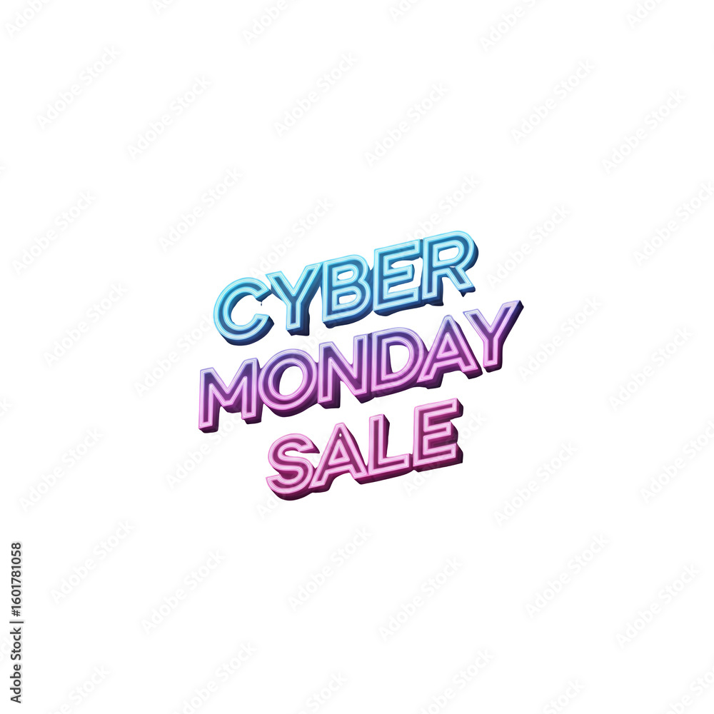 Fototapeta premium Cyber Monday Neon Sale Tag – Glowing Light Style Transparent PNG