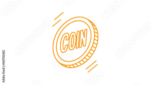 Orange Outline Coin Spinning.