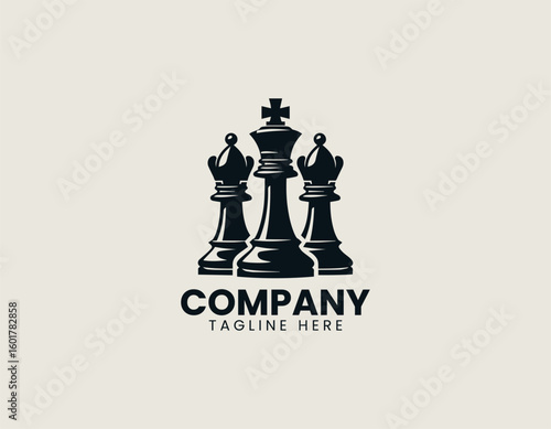 Strategic Chess King Bishop Duality Board Game Vector Logo Design