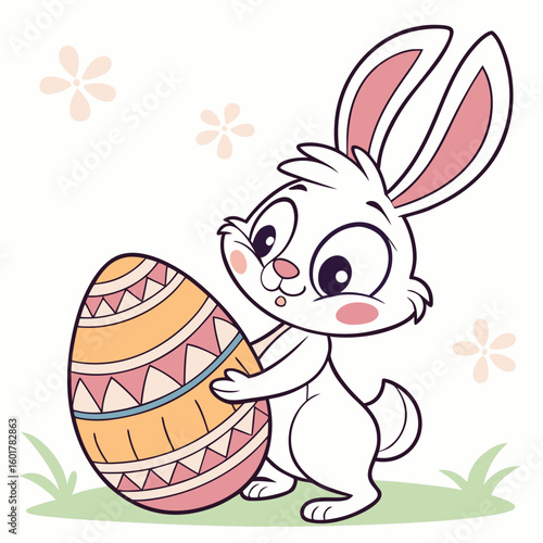 Easter bunny and egg vector set generated by ai