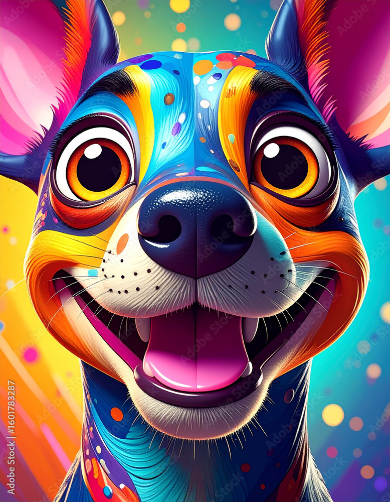 Fototapeta premium Colorful Cartoon Portrait of Animal: Pet Puppy Dog 105