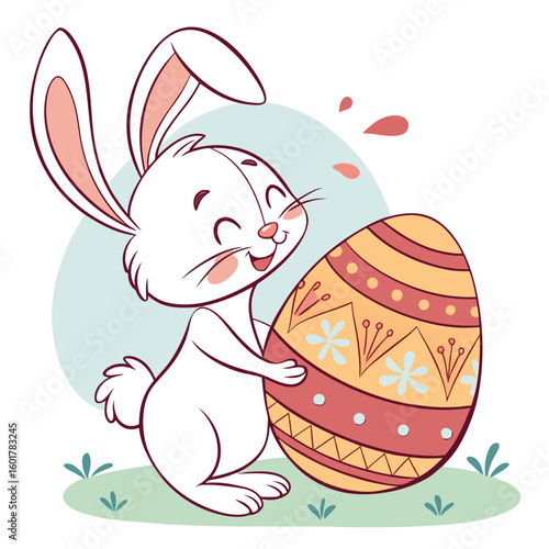 Easter bunny and egg vector set generated by ai