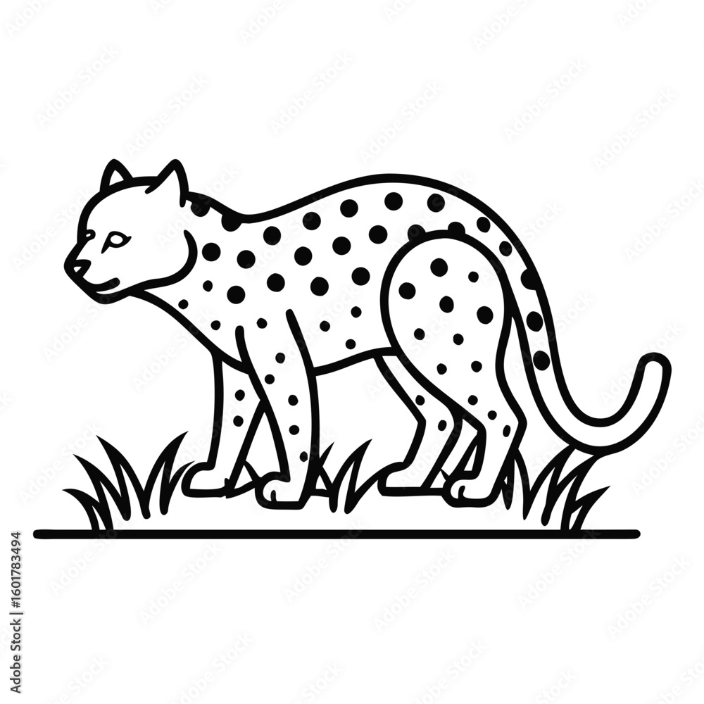 Fototapeta premium Crouched Amur Leopard Silhouette in Grass at Sunset