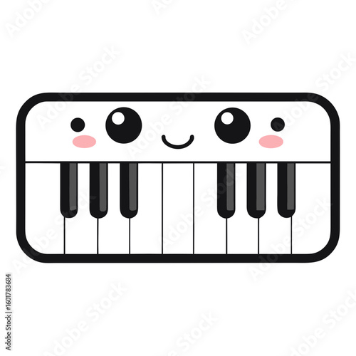 Minimalist Keyboard Synth Icon With Playful Design and Rotatable Knobs