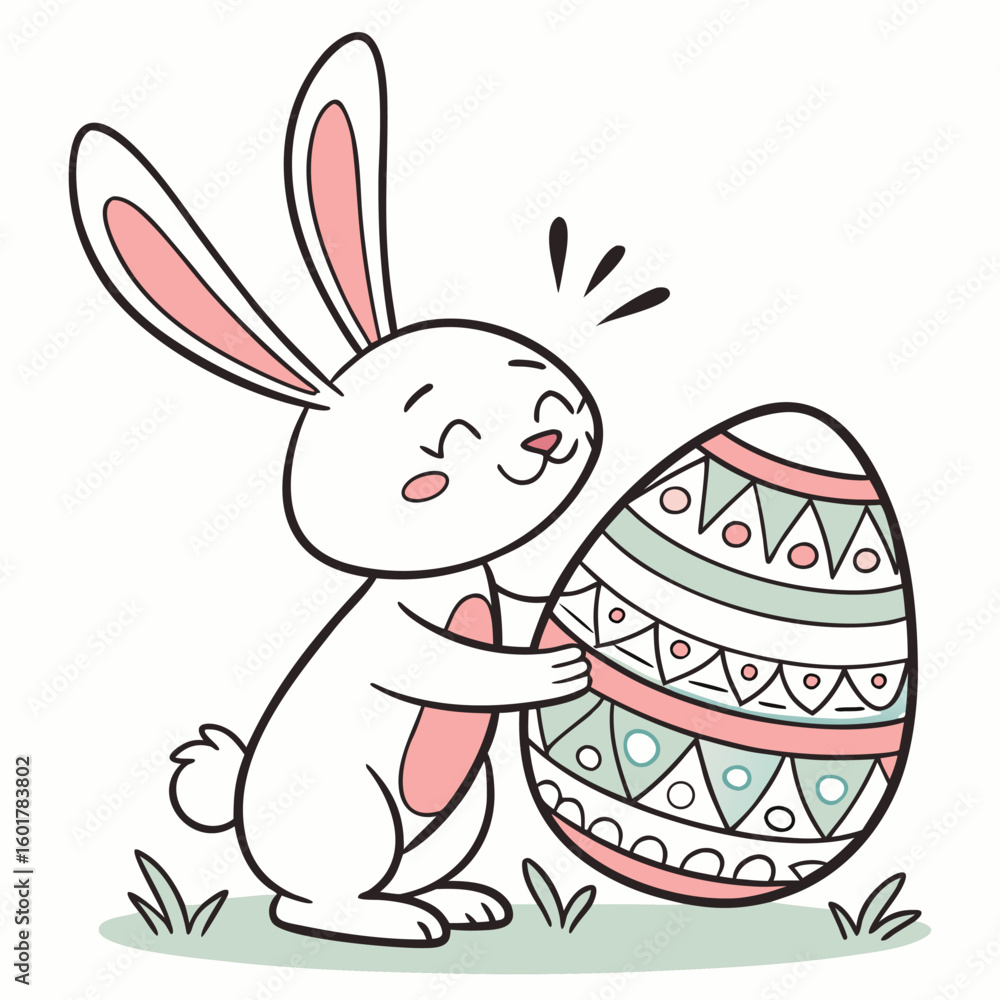 Obraz premium Easter bunny and egg vector set generated by ai