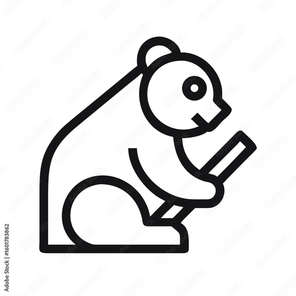 Obraz premium Silhouette of a Giant Panda Enjoying Bamboo in a Serene Setting