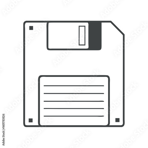 Classic Floppy Disk Silhouette Representing Vintage Technology and Nostalgia
