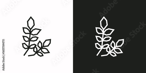 Wheat Stalks Icon in Black Line Art and White Line Art Cutout Style