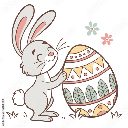 Easter bunny and egg vector set generated by ai