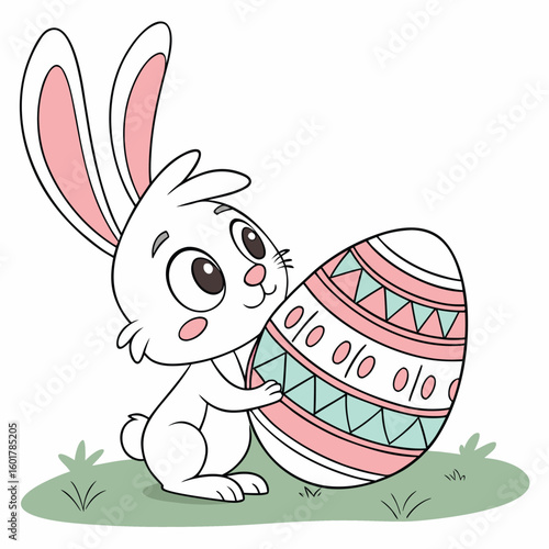 Easter bunny and egg vector set generated by ai
