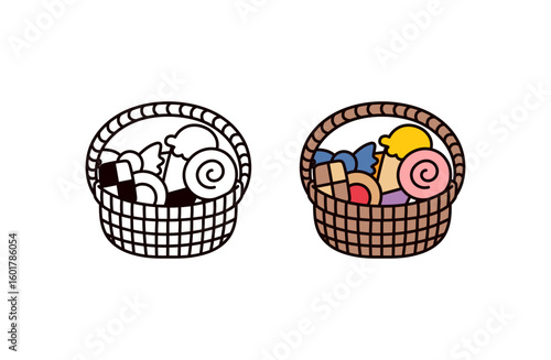 お菓子のかごのイラスト