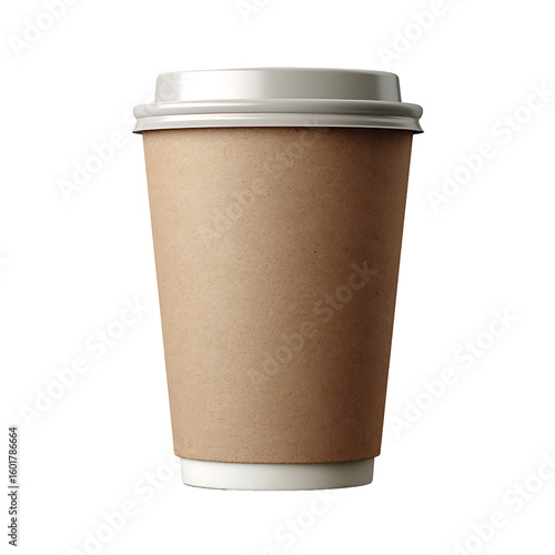 Brown paper coffee cup with white lid disposable cup 1