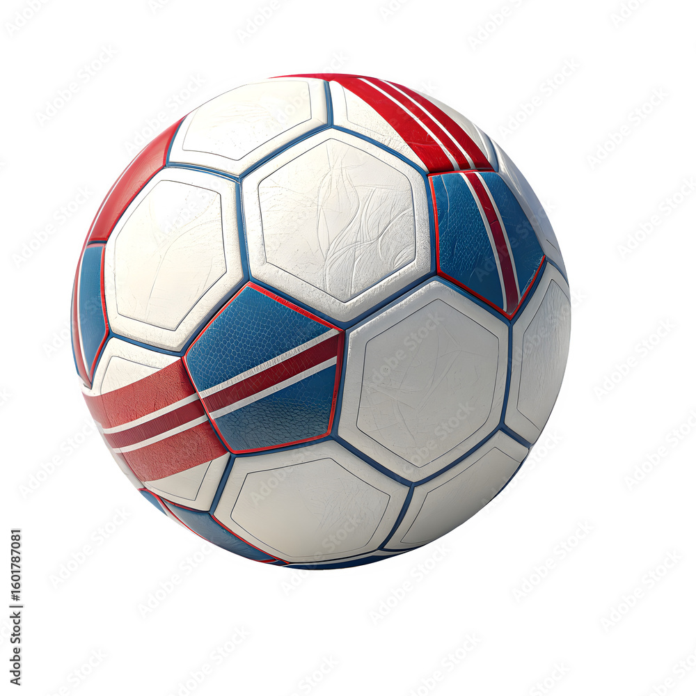 Obraz premium Classic soccer ball with red white and blue panels