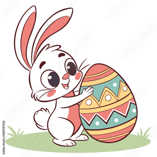 Easter bunny and egg vector set generated by ai
