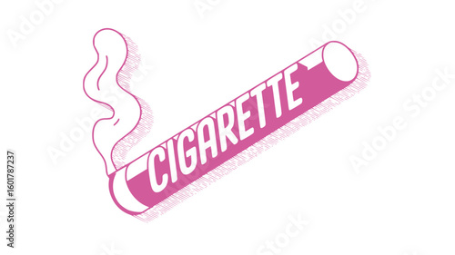 Pink Cigarette with Smoke.