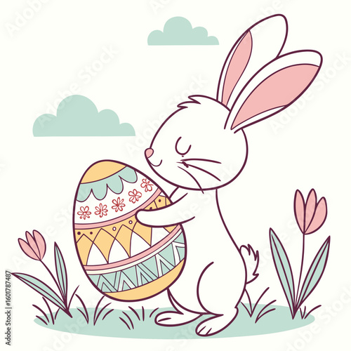 Easter bunny and egg vector set generated by ai