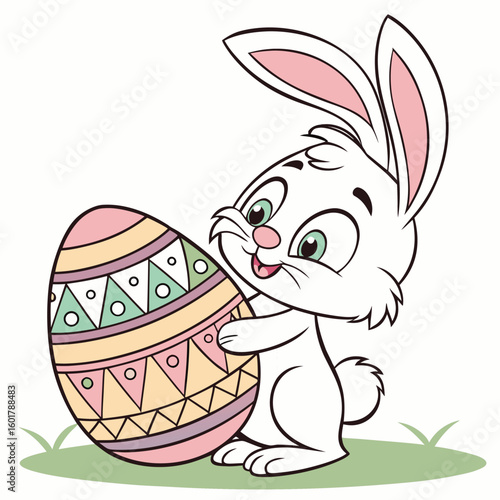 Easter bunny and egg vector set generated by ai