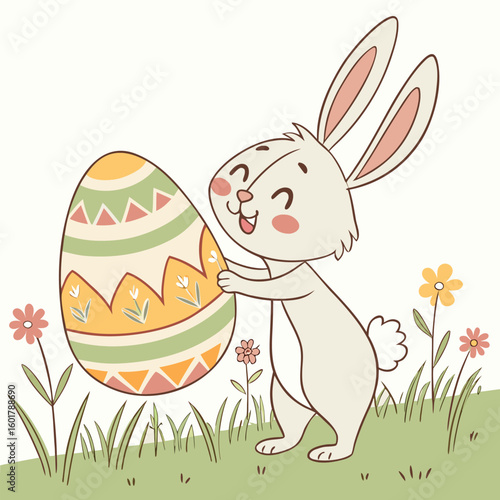 Easter bunny and egg vector set generated by ai