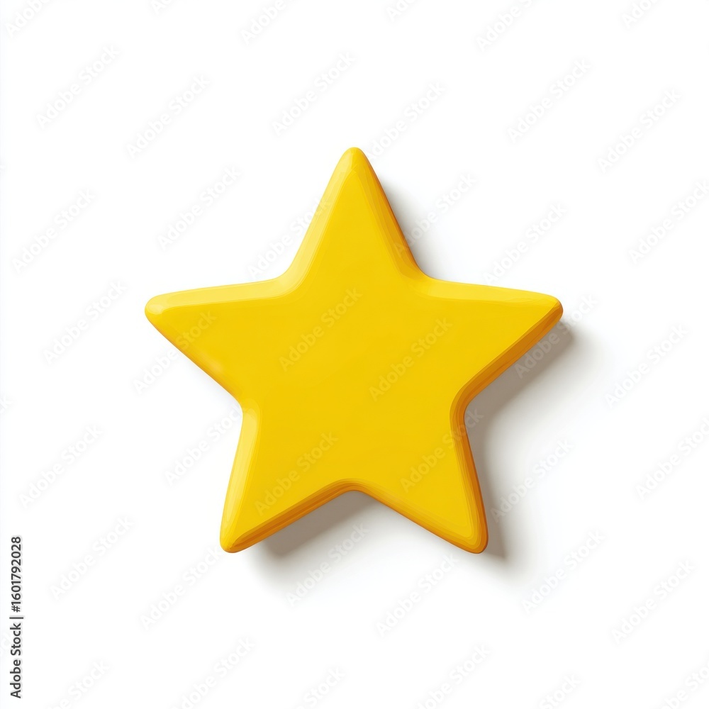 Obraz premium Bright Yellow Five Pointed Star on White Background