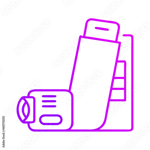 Medical inhaler and spacer in minimalist design with pink outline