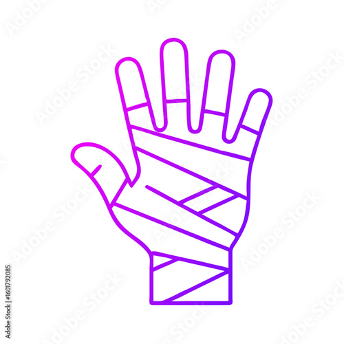 Hand with bandages symbolizing care and support concept of icon  