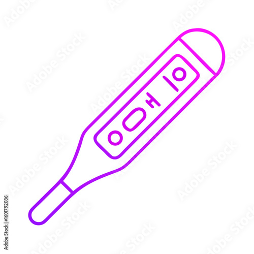 Digital thermometer icon in pink outline design for health monitoring  