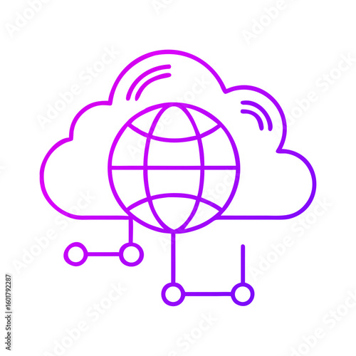 Cloud computing icon with globe and network connections concept  