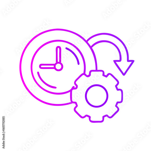 Clock with gears and arrows symbolizing time management concept  