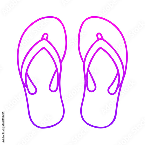Colorful flip flops in pink and purple outline style  