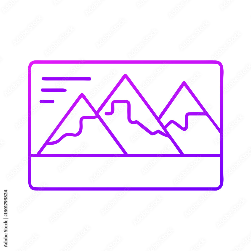 Abstract outline of mountains with wavy lines in vibrant colors Abstract outline of mountains with wavy lines in vibrant colors