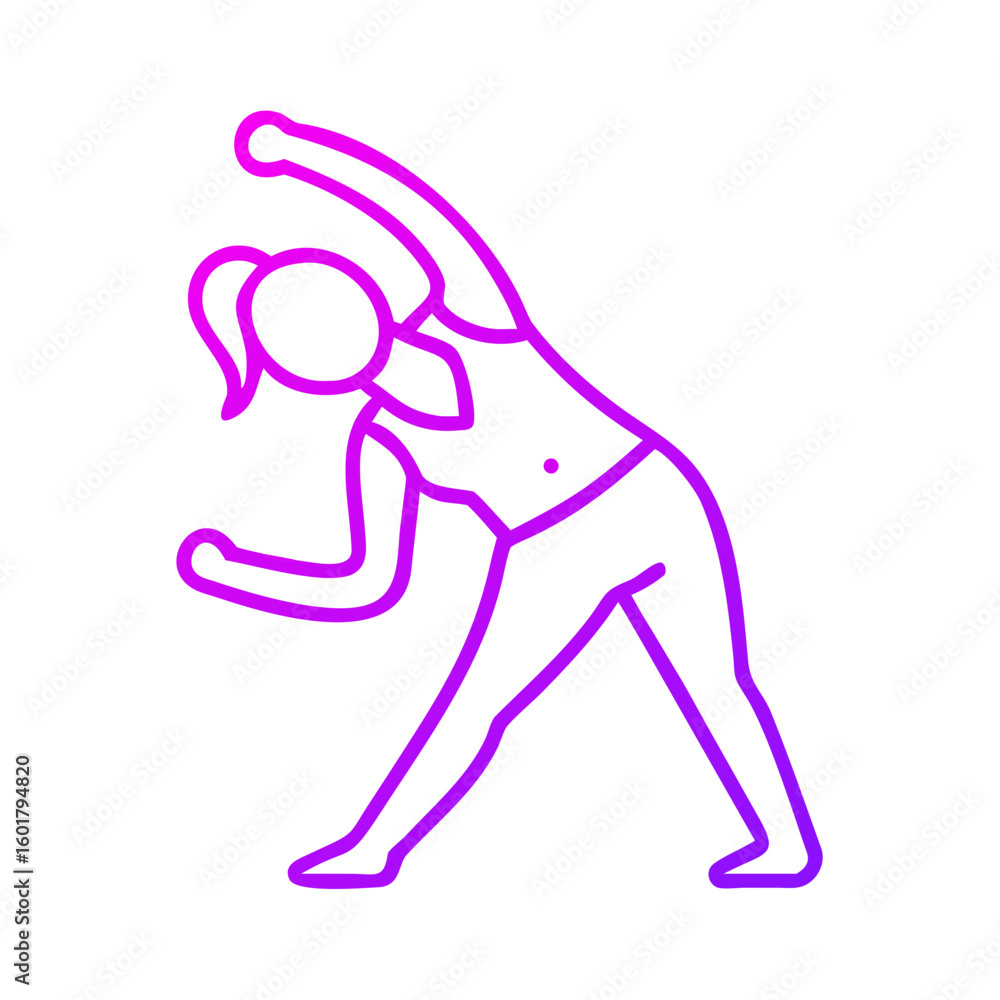 Obraz premium Woman stretching in fitness outfit with vibrant pink outline design 