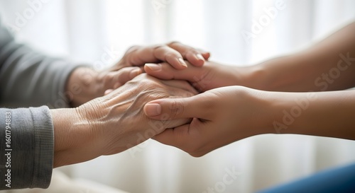 Wallpaper Mural Close-up view of two people holding hands, showing care and support. Torontodigital.ca
