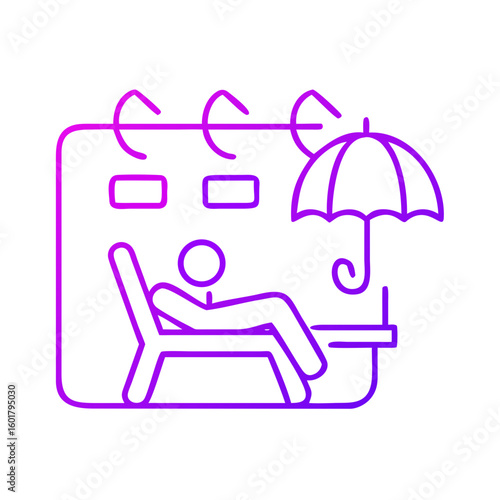 Relaxed person sunbathing under umbrella by poolside in summer  