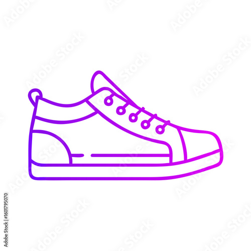 Outline of a sneaker in vibrant pink and purple color scheme  