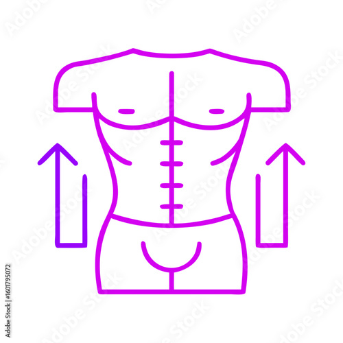 Outline of human body with upward arrows indicating growth concept of set icon  