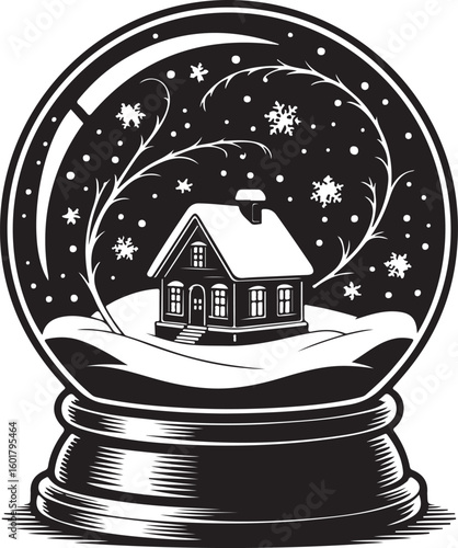 Snow Globe Winter House SVG Design

