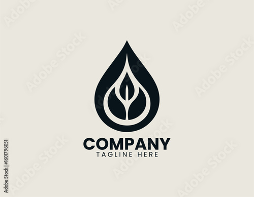 Pure Water Drop Leaf Natural Hydration Eco Friendly Vector Logo Design