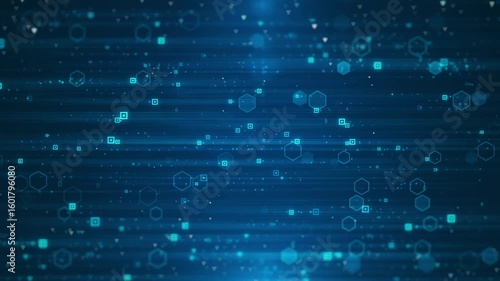 Wallpaper Mural Glowing shapes and lines move across a dark blue background Torontodigital.ca