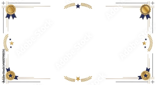 Corporate certificate frame with laurel branches and ribbons – white background