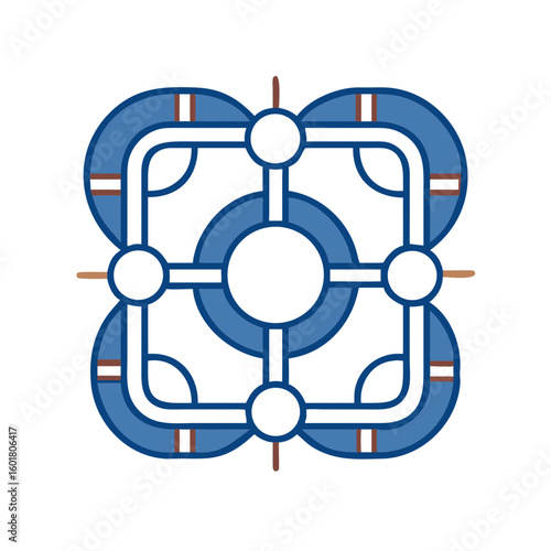 Flat Silhouette of Superconducting Qubit Layout Showcasing Quantum Computing Design Elements