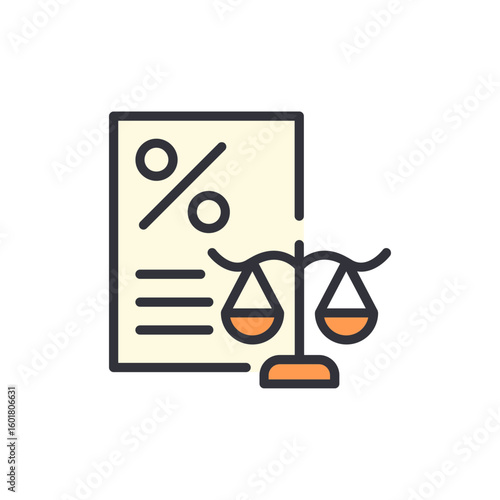 Financial Justice And Legalities Of Tax With Scales Of Justice Icon