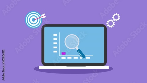 Wallpaper Mural Animation of concept business icons with  info graphics  of explore, analysis growth  on laptop , goal and success ,2d animation , Torontodigital.ca