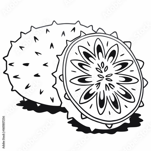 Horned Melon Kiwano Cut in Half Revealing Vibrant Starburst Interior