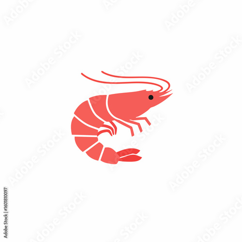 Simple Illustration of a Vibrant Pink Shrimp