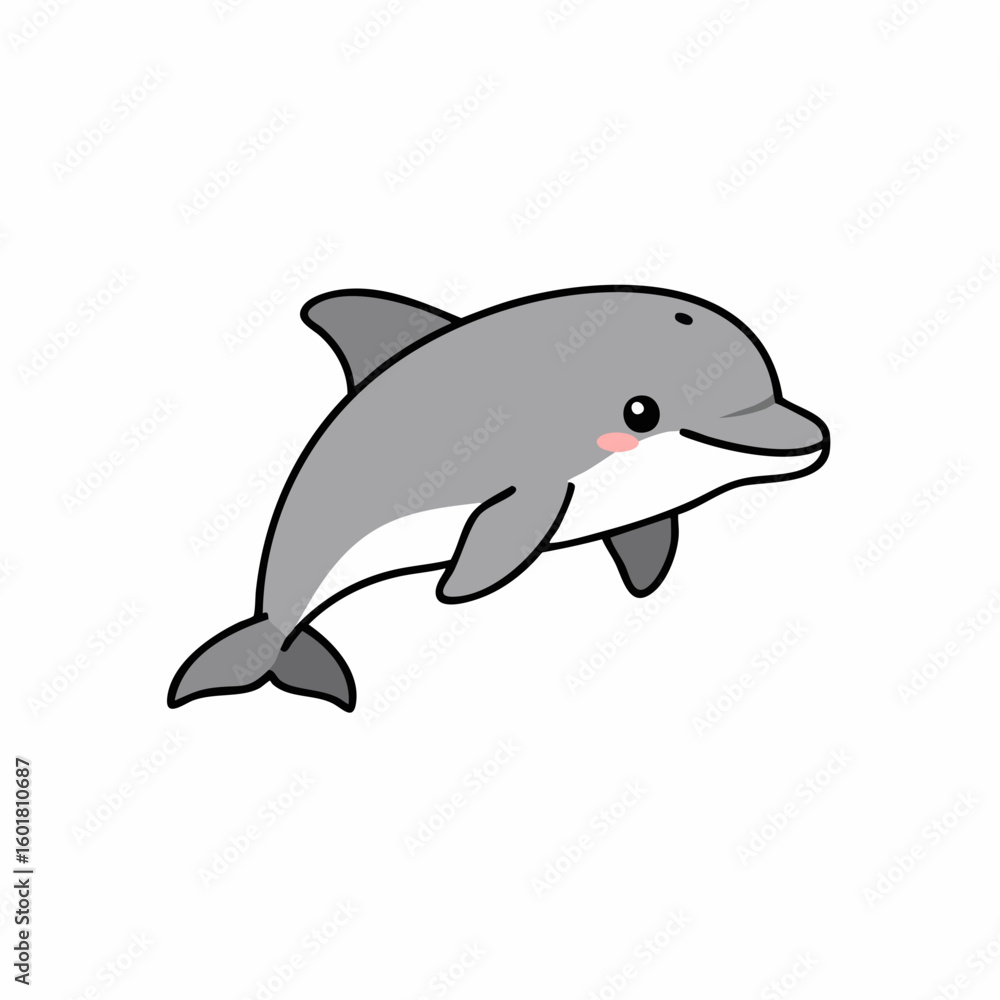 Fototapeta premium Adorable Cartoon Dolphin Leaping Joyfully