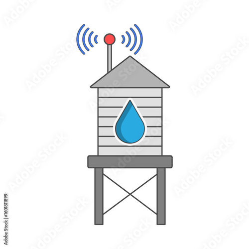 IoT water tank icon featuring a storage tank with antenna and wireless signals, ideal for remote monitoring, smart agriculture, and utility water management systems.