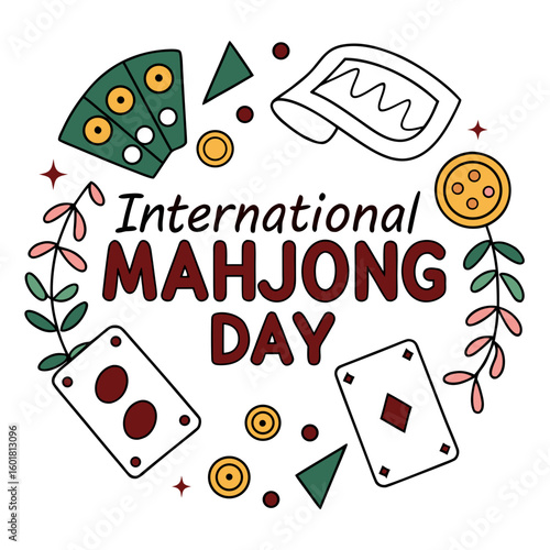 INTERNATIONAL MAHJONG DAY vector illustration