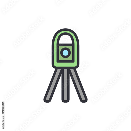 Colorful Theodolite Device Isolated On Transparent Background Design